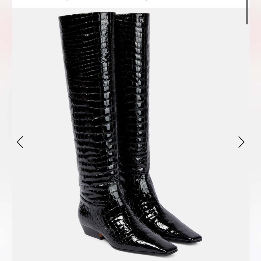 Khaite crocodile print black long boot